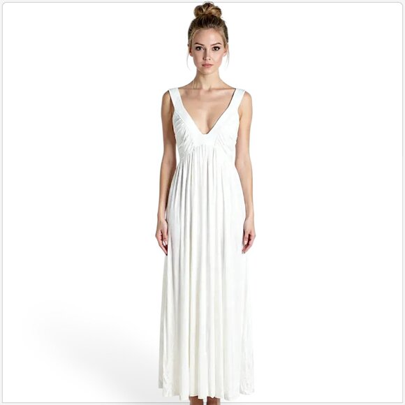 Rachel Pally Long White Empire Waist Sleeveless Modal Stretch Knit Maxi Dress S - Picture 1 of 5